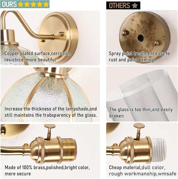 Battery Operated Wall Sconce, Vintage Wall Sconce with Gold Trim Tulip Glass Lampshade Rechargeable Battery Powered Wall Light with Remote Control for Bedside Bedroom Doorway