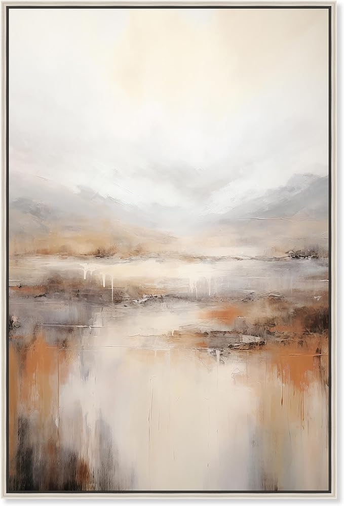 Art Remedy Natural Cascades Canvas Muted Abstract Wall Art, Silver Frame, 16" x 24"