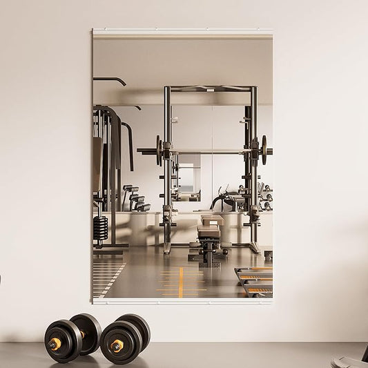 TETOTE Home Gym Mirror for Wall 48" x 32" - 1PC Large Frameless Tempered Glass Workout Exercise Fitness Mirror for Home Gym, Garage, Dance Studio, Yoga, Bedroom, Living Room