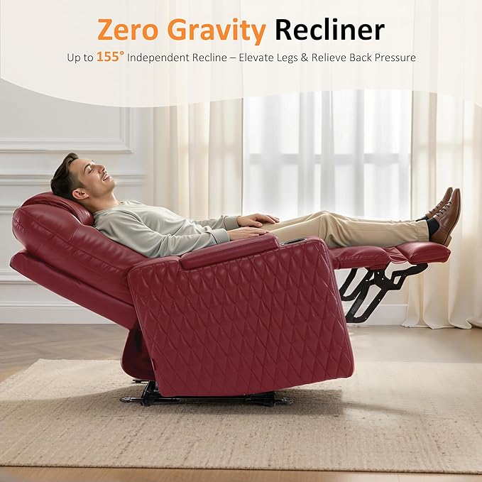 MCombo 65" Zero Gravity Oversized Power Reclining Loveseat with Adjustable Headrest for Living Room, Double Recliner Sofa with USB & Type C Port, Armrest Storage & LED Light HTS401SET