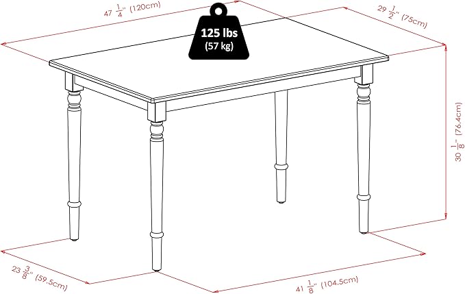 Winsome Ravenna Dining Table for 6 People, 47" Rectangular Kitchen Table, Walnut