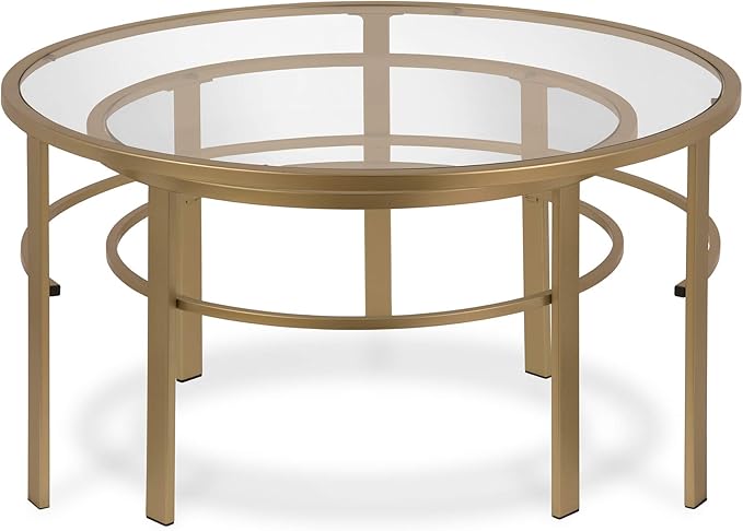 Henn&Hart Round Nested Coffee Table in Brass, Coffee Table coffee tables for living room, studio apartment essentials