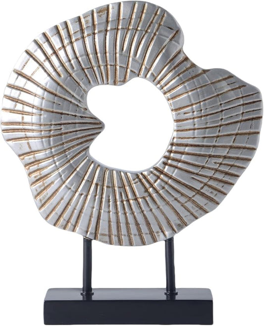 Unique Wabi Sabi Sculptures Decor Neutral Distressed Decorative Objects for Living Room Fireplace Mantel Entryway Table Home Decor Items (Vintage Silver)