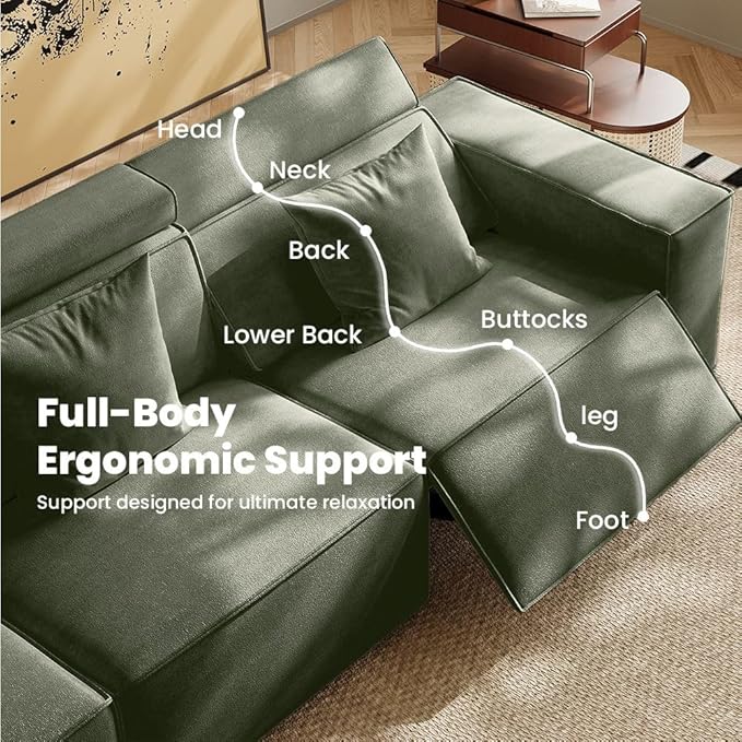 110" Power Sofa L-Shaped Couch,Modular Sectional Couches for Living Room,Modern Large Sofa with Recliners,Comfy Velvet Cloud Couch with Deep Seat,Pet Friendly for Home Office(Green)