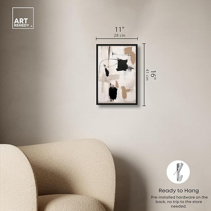 Art Remedy Strings in Abstraction Canvas Muted Abstract Wall Art, Black Frame, 10" x 15"