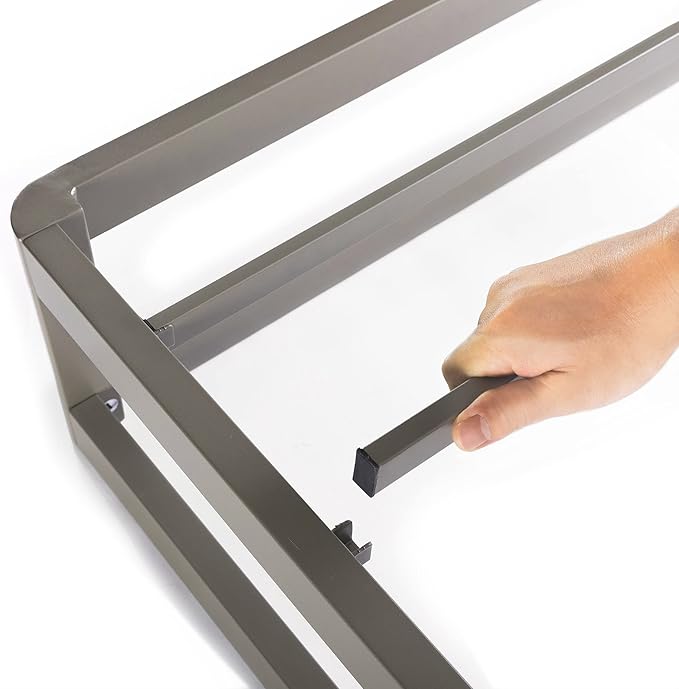 Mellow 9" Metal Platform Bed Frame w/Heavy Duty Steel Slat Mattress Foundation (No Box Spring Needed), Queen, Grey