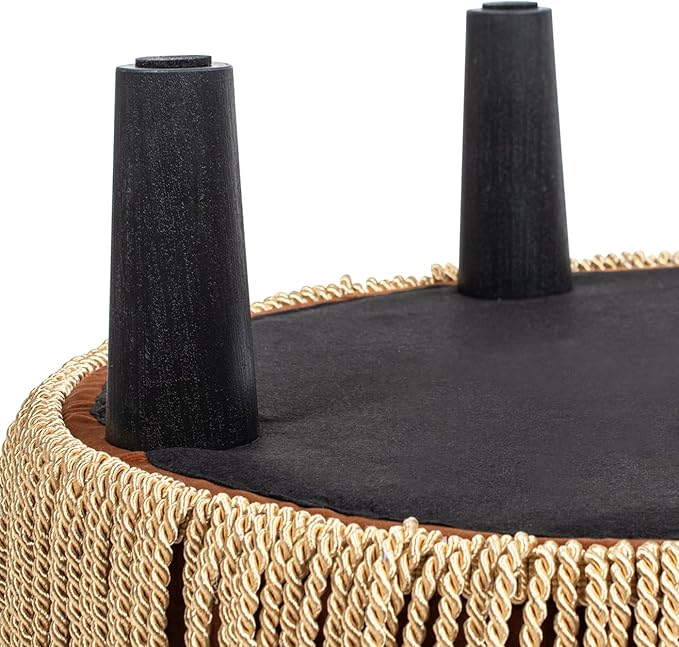 Jennifer Taylor Home Yolanda 24" Round Upholstered Accent Ottoman, Burnt Orange Performance Velvet