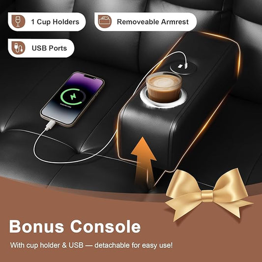 Loveseat Recliner, Oversized Massage Reclining Sofa Heavy Weight Capacity, RV Love Seat Chair Clearance with Storage, Cup Holders, Wall Hugger Couches for Living Room