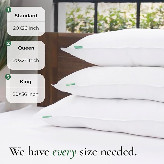 Fern and Willow Premium King Size Bed Pillows - Set of 2, 36"x20" - Luxurious Ultra-Soft Cooling Pillow - Hotel Quality, Down Alternative Fill, Medium Firm Support for Side, Back & Stomach Sleepers