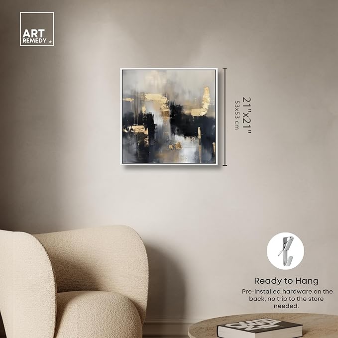 Art Remedy Daring Canvas Colorful Abstract Wall Art, White Frame, 20" x 20"
