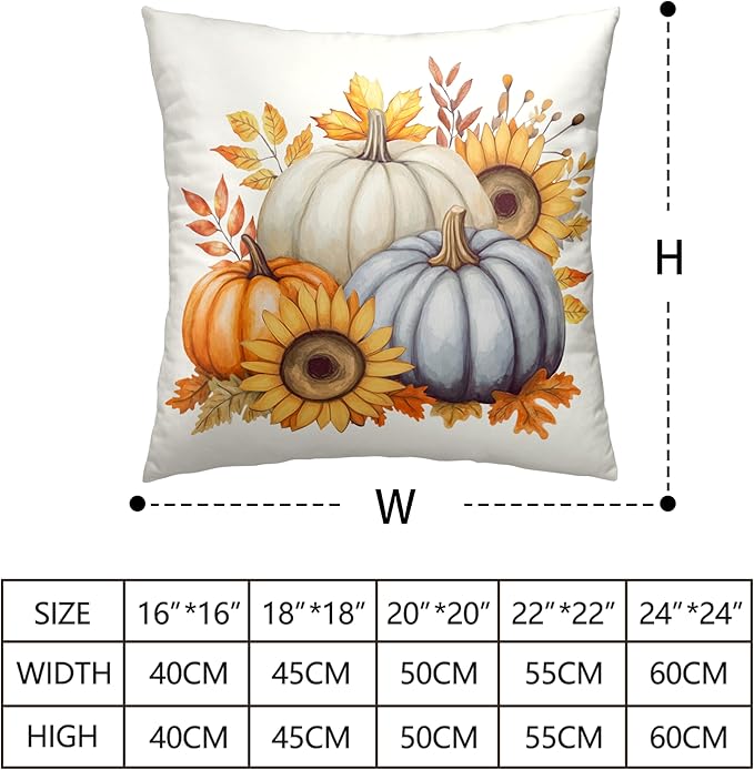 Fall Pillow Covers 24x24 Set of 2 Colorful Pumpkin Sunflower Wreath Throw Pillow Covers Autumn Harvest Pillow Case Thanksgiving Cushion Case for Home Decor Couch Sofa