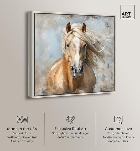 Art Remedy Rustic Rider Canvas Horse Wall Art, Silver Frame, 16" x 16"