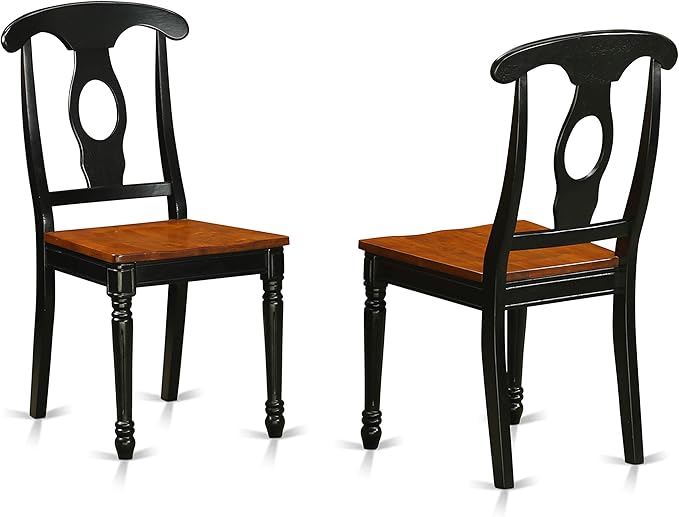 East West Furniture HLKE5-BCH-W 5 Piece Dining Room Table Set Includes a Round Kitchen Table with Pedestal and 4 Dining Chairs, 42x42 Inch, Black & Cherry