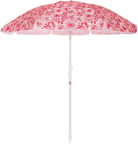 Business & Pleasure Co. Margaritaville Manana Umbrella - 6.5' Beach Umbrella Sand Anchor, 7' Tall Telescopic Aluminum Pole, UPF 50+