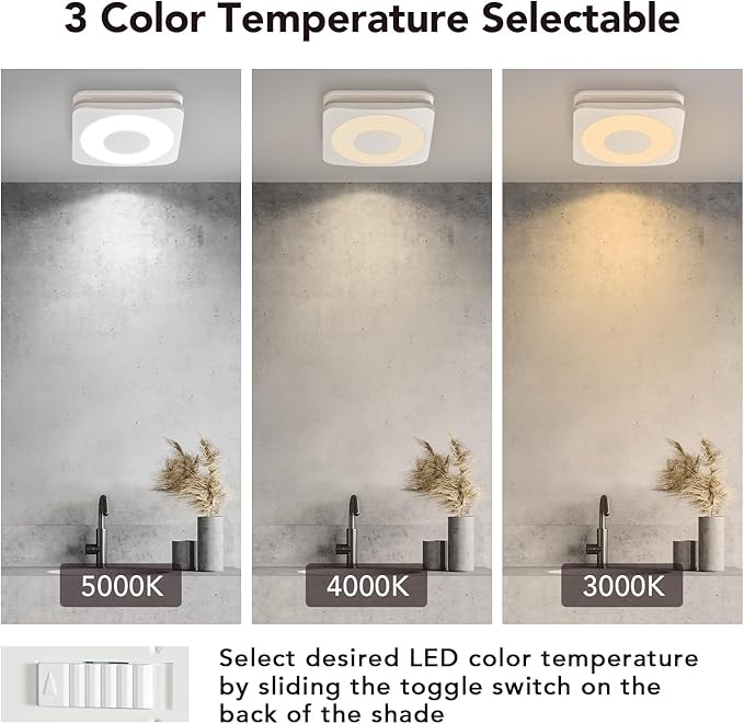 OREiN 3-in-1 Bathroom Exhaust Fan with Light & Humidity Sensor, 160 CFM, 1.0 Sone, Auto-On at 60% Humidity, 1500LM, 3000K/4000K/5000K, Night Light, ETL & FCC Certified, Ceiling Opening 11.81''x11.02''