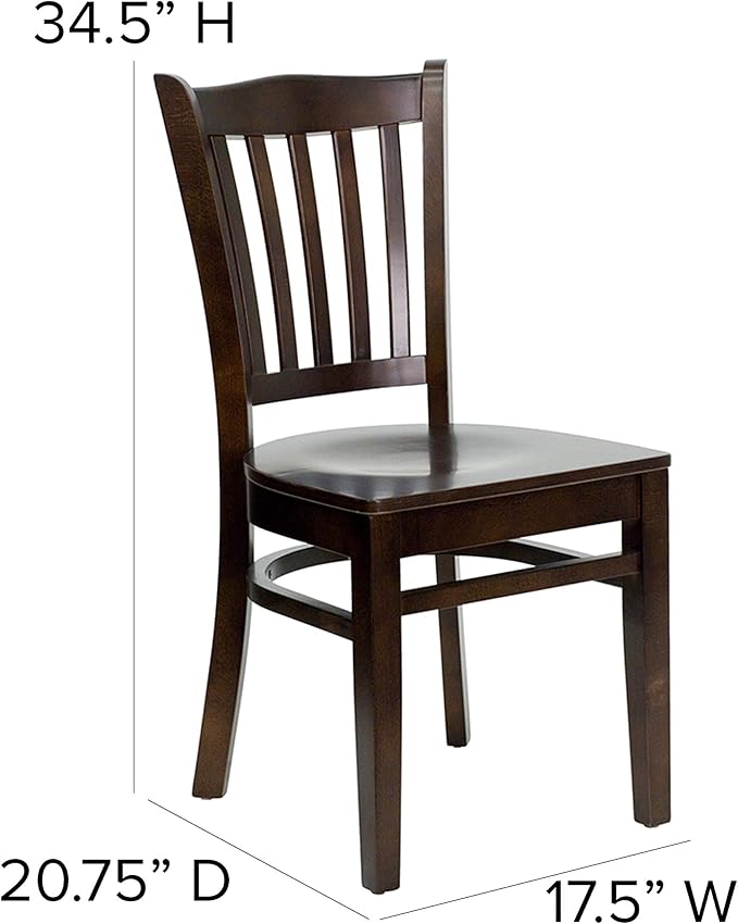 Flash Furniture HERCULES Series Vertical Slat Back Walnut Wood Restaurant Chair