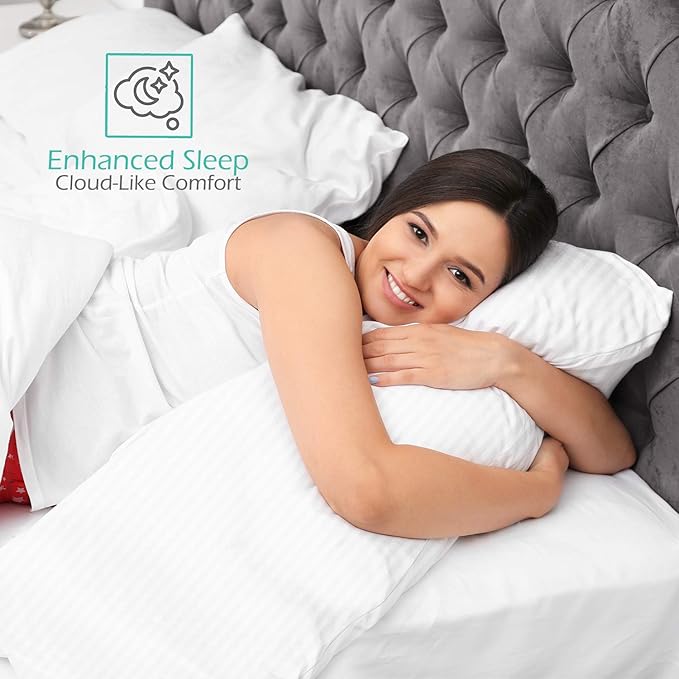 Nestl Body Pillow for Adults - Long Pillow for Bed -Down Alternative Pregnancy Pillow - 100% Cotton Pillow with Polyester Fiber Filling - Soft Pillow for Side Sleeper - 20 x 54 Inches