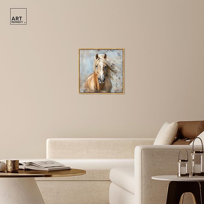 Art Remedy Rustic Rider Canvas Horse Wall Art, Gold Frame, 24" x 24"