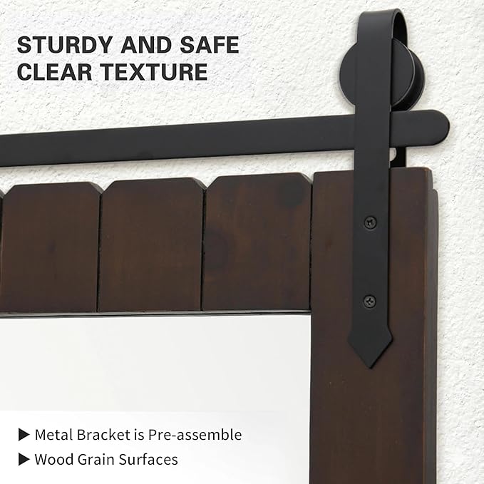 Besdomus Rustic Bathroom Farmhouse Mirror: 22"x30" Dark Brown Barn Door Solid Cedar Wood Frame Vanity Mirror - Wall Mounted Mirror for Hallway/Living Room/Bathroom - Rustic Decor for Fashion-Conscious