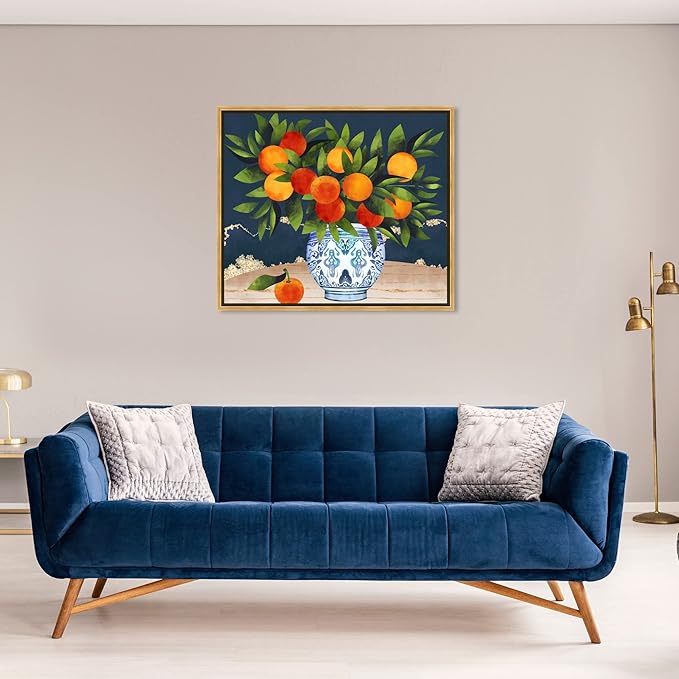 The Oliver Gal Artist Co. Food and Cuisine Wall Art Framed Canvas Prints 'Fruits and Porcelain' Fruits