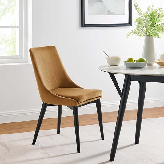 Modway EEI-5009-COG Viscount Performance Velvet Dining Chair, Cognac