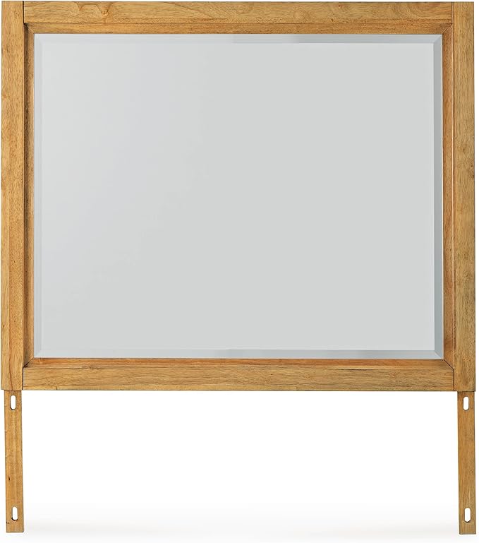Signature Design by Ashley Sherbana Casual 6-Drawer Dresser and Mirror with Safety Stop and Felt-Lined Top Drawer, Light Brown