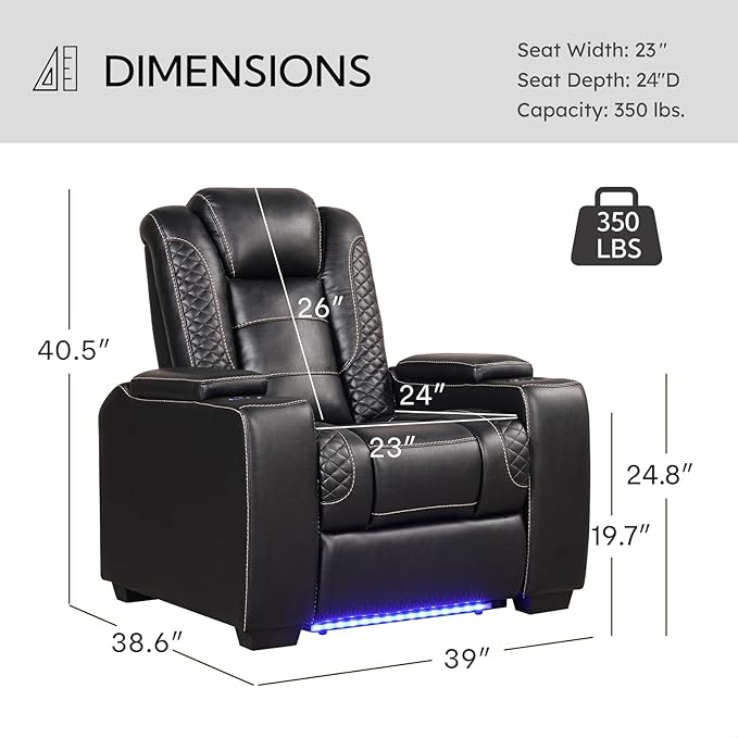 ANJ Power Recliner Sofa Set, Faux Leather Reclining Living Room Furniture Set, Included 2PCS Recliner Chair and Reclining Loveseat