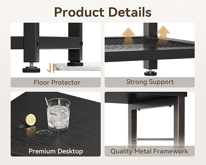 Casaottima 47" TV Stand with Open Storage Shelves for 43, 50 Inch TV, Entertainment Center with Fabric Drawers, TV Console Table with Soundbar Shelf TV Stand for Living Room Bedroom, Pure Black