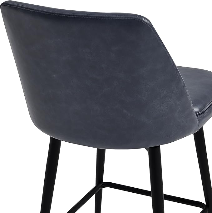 CHITA Swivel Bar Stools, 27.2" Counter Height Bar Stools Set of 4, FSC Certified Upholstered Modern Counter Stools, Metal Legs, Faux Leather, Blue