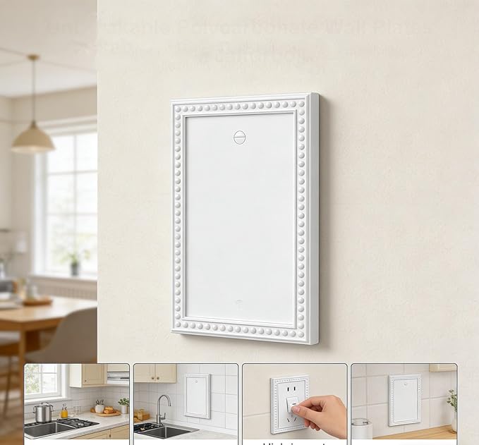20 Pack Mid-Size Blank Wall Plates 1-Gang blank Switch Outlet Electrical Cover Plate Unbreakable Thermoplastic Faceplate for Light Receptacle Outlet Switch, Classic Beaded Relief Design, White