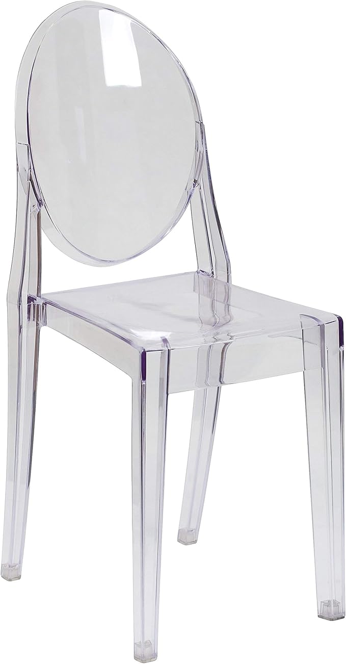 Flash Furniture Murray Indoor/Outdoor Ghost Accent and Dining Chairs, Stackable Transparent Restaurant Chairs, Set of 4, Transparent Crystal