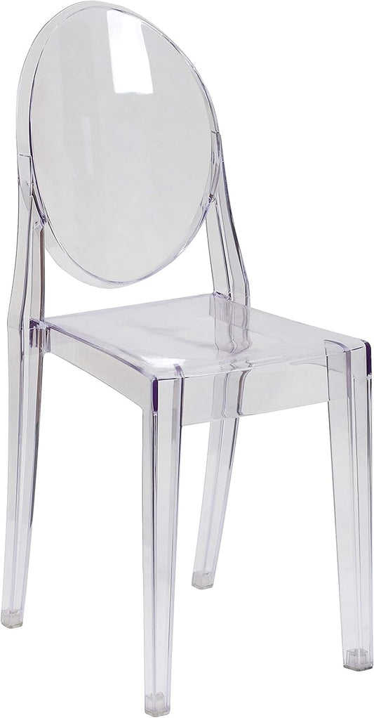 Flash Furniture Murray Indoor/Outdoor Ghost Accent and Dining Chairs, Stackable Transparent Restaurant Chairs, Set of 4, Transparent Crystal