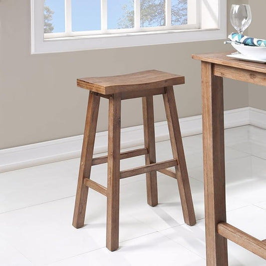 Boraam Sonoma Backless Saddle Bar Stool - Barnwood Wire-Brush