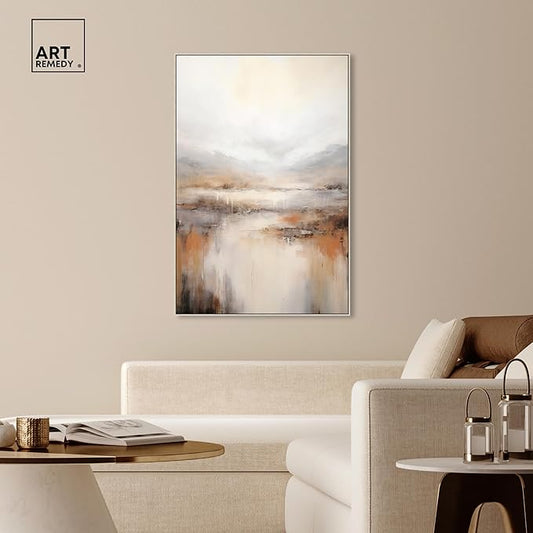 Art Remedy Natural Cascades Canvas Muted Abstract Wall Art, Silver Frame, 36" x 54"