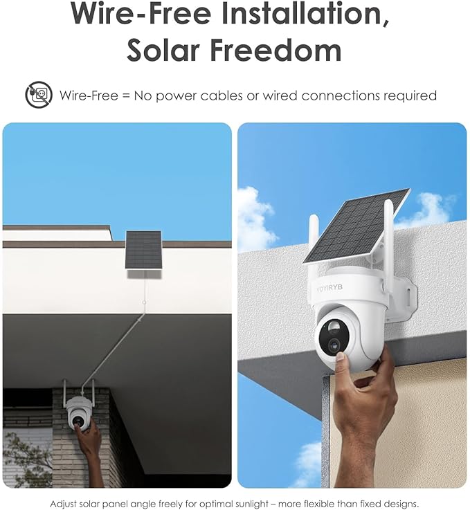 4K Security Cameras Wireless Outdoor,No Subscription, Works in -14°F [2026 NEW] Solar Home Security Camera System, 360° Human Tracking, Color Night Vision, 64GB Local Storage, 5G/2.4G WiFi, Easy Setup