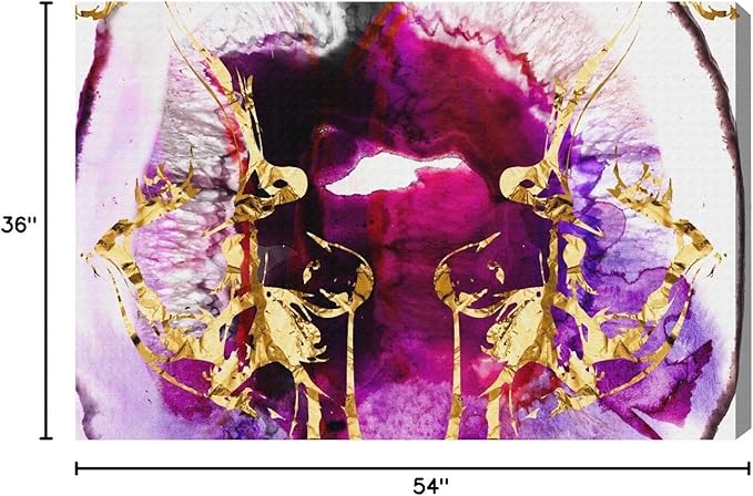 The Oliver Gal Artist Co. Abstract Wall Art Canvas Prints 'Smoking Agate' Home Décor, 54 in x 36 in, Purple, Gold