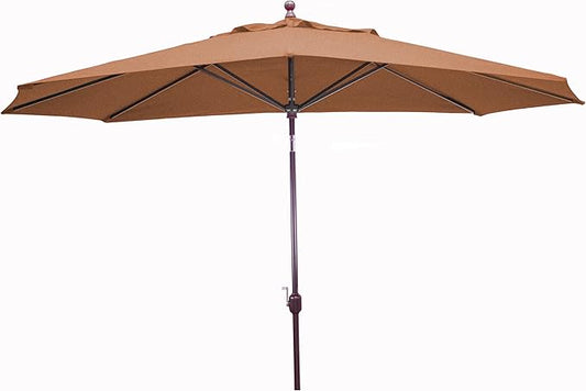 Galtech Deluxe Stand Alone Umbrella for Patio with UV Protection Auto Tilt Crank System (8Ft X 11Ft Ant.Bronze Frame Sunbrella: Brick)