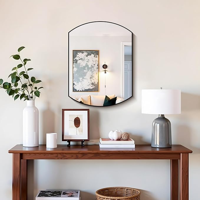 Bathroom Mirror, 18x24 Inch Black Oval Wall Mounted Mirror with Thin Metal Frame, Modern Bathroom Vanity Mirrors for Over Sink, Entryway, Living Room, Bedroom