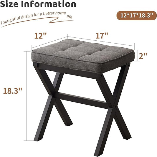 FILWH Foot Stool Small Ottoman Foot Rest Padded Foot Stool Desk for Under Office Desk Vanity Stool Bamboo Footstool Sofa Footrest Shoe Stool Small Foot Stools (Black Legs + Gray)
