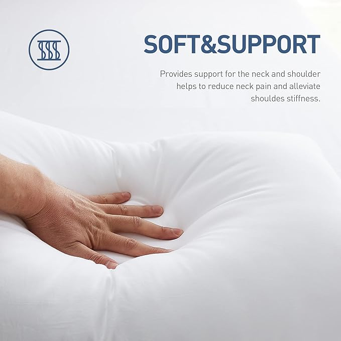 Acanva Bed Pillows 2 Pack Hotel Collection Luxury Soft Inserts for Sleeping-Breathable and Comfortable for Stomach Back Sleepers, King Size (Pack of 2), White