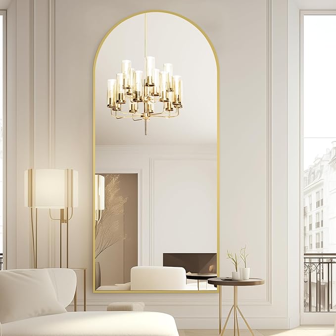 MELOMOIR Gold Mirror Full Length, 71"x32" Arched Floor Mirror for Bedroom, Living Room - Free Standing Hanging or Leaning