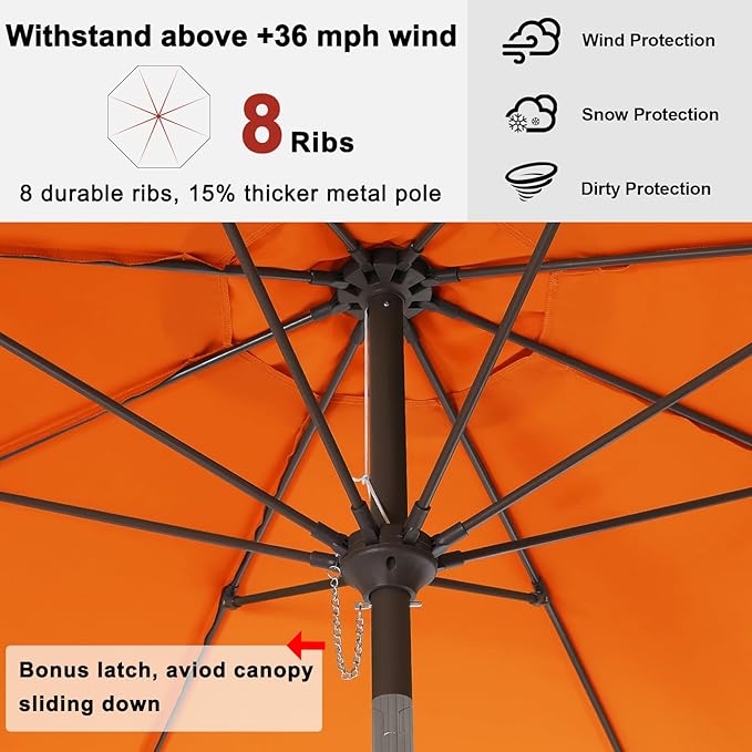 ABCCANOPY 9ft Scalloped Patio Umbrella, Outdoor Table Umbrella with Tilt and Crank, Fiberglass Ribs Deck Umbrella for Patio, Pool, Garden, Picnic (Tuscan)
