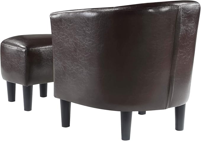 Convenience Concepts Take a Seat Churchill Accent Chair with Ottoman, Espresso Faux Leather