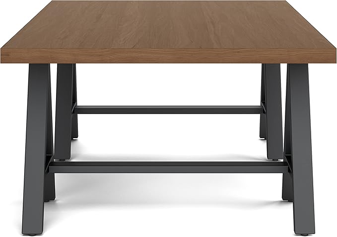 SIMPLIHOME Sawhorse 48 inch Wide Rectangle Industrial SOLID WALNUT WOOD and Metal Coffee Table in Walnut for the Living Room and Family Room