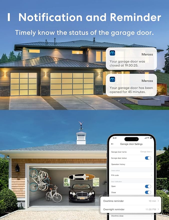 meross Smart Garage Door Opener Remote with External Antenna, Up to 3 Single Doors, Compatible with Apple HomeKit, Amazon Alexa,SmartThings, Google Assistant