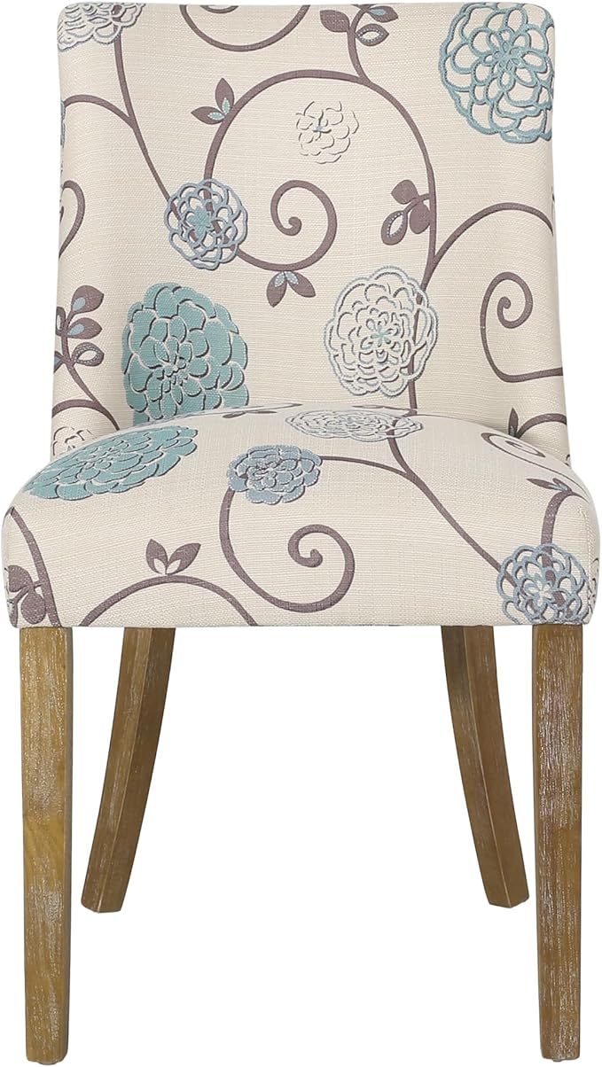 Christopher Knight Home Frances Dining Chair, 19.75 "W x 24.75 "D x 35 "H, Beige and Blue Floral + Natural Brown, Set of 2