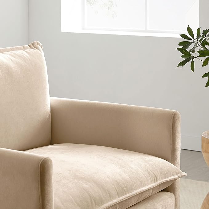 Chenille Oversized Chair with Ottoman - 39”W Big Comfy Reading Chair and Ottoman Set, Lounge Chair for Living Room, Bedroom, Kids Room, Reading Nook, Family Room, Sand Beige