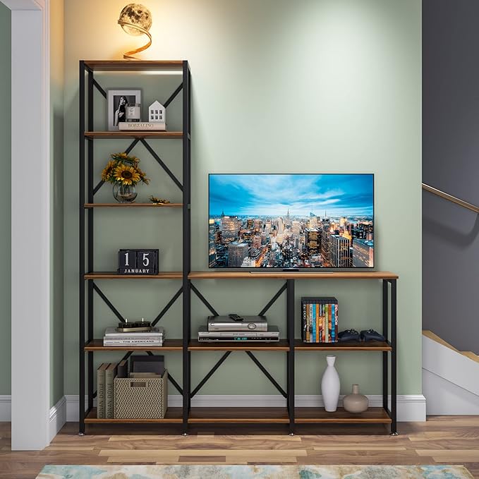 LITTLE TREE Modern Reversible 9 Shelves Bookshelves Cube Bookcase 6-Tier Display Open Shelf for Living Room
