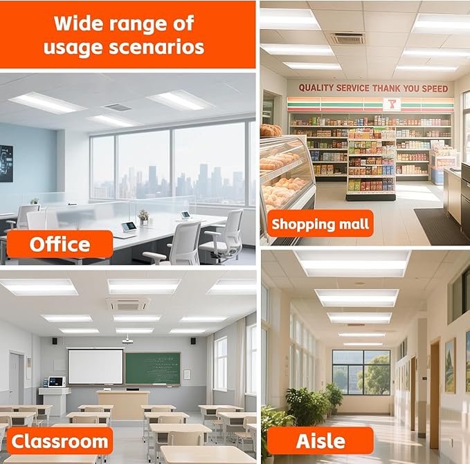 OKQ 2Pack 2x4 LED Troffer Center Basket Panel,5 Color Tunable 3500K/4000K/5000K, Watt Adjustable, 50W/60W/72W-Up to 10800 Lumens,0-10V Dimmable Recessed Back-Lit Drop Ceiling Light,ETL&DLC Qualified