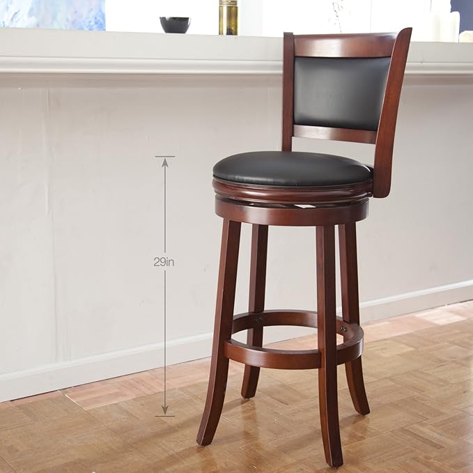 Boraam Augusta Bar Height Swivel Stool, 29-Inch, Cherry